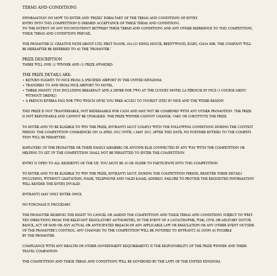 TERMS AND CONDITIONS